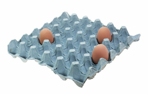 Niebieskie podstawki na jajka z trzema jajkami